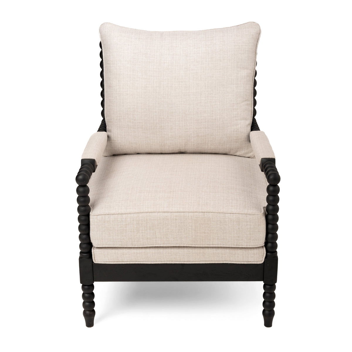 Rubber Wood Accent Chair, Upholstered Fabric Leisure Chair with High-Resilience Sponge, Modern Living Room Chair for Bedroom, Office, Reading Nook, Sturdy Solid Wood Frame, Comfortable & Easy to Clean