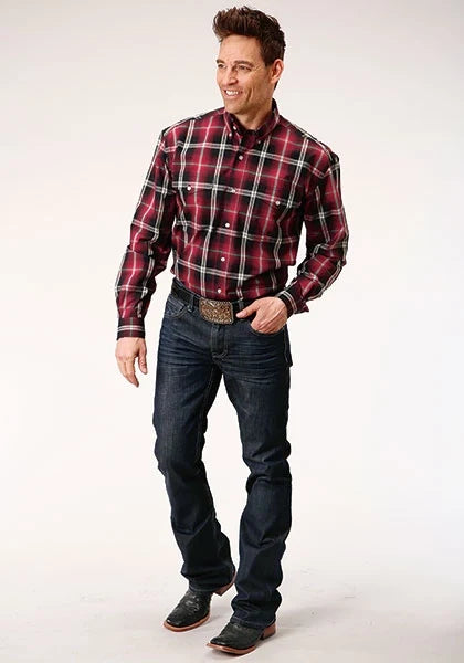 Roper 1228 Saddle Plaid (Red) - Men's Western Shirt