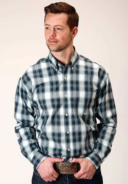 Roper 1373 West Plaid (Blue) - Men's Western Shirt