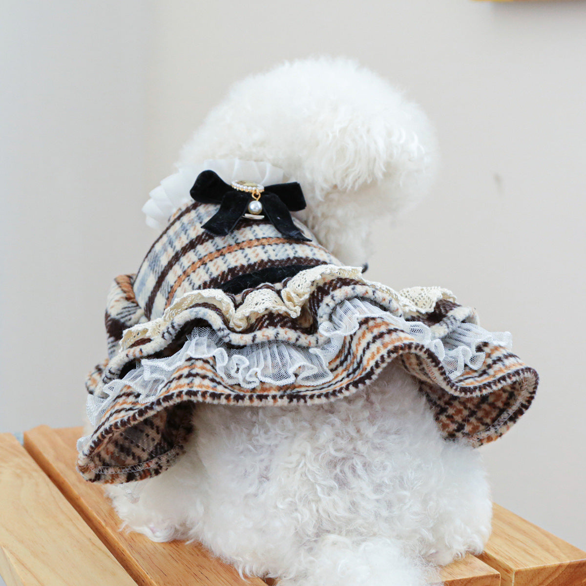 Pet Clothes Dog Cat Clothing Clothing Autumn And Winter Maillard Woolen Skirt
