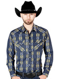 Men's Blue Long Sleeve Cowboy Shirt 44219