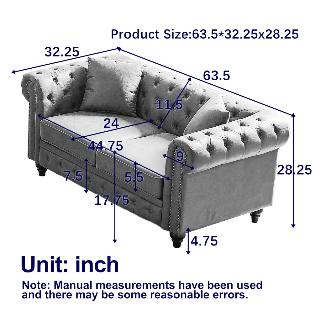 Contemporary Design Chesterfield Sofa with Tech Fabric Upholstery - Neutral