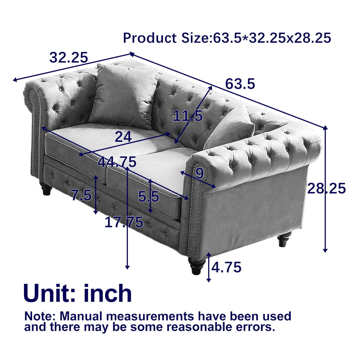 Contemporary Design Chesterfield Sofa with Tech Fabric Upholstery - Neutral