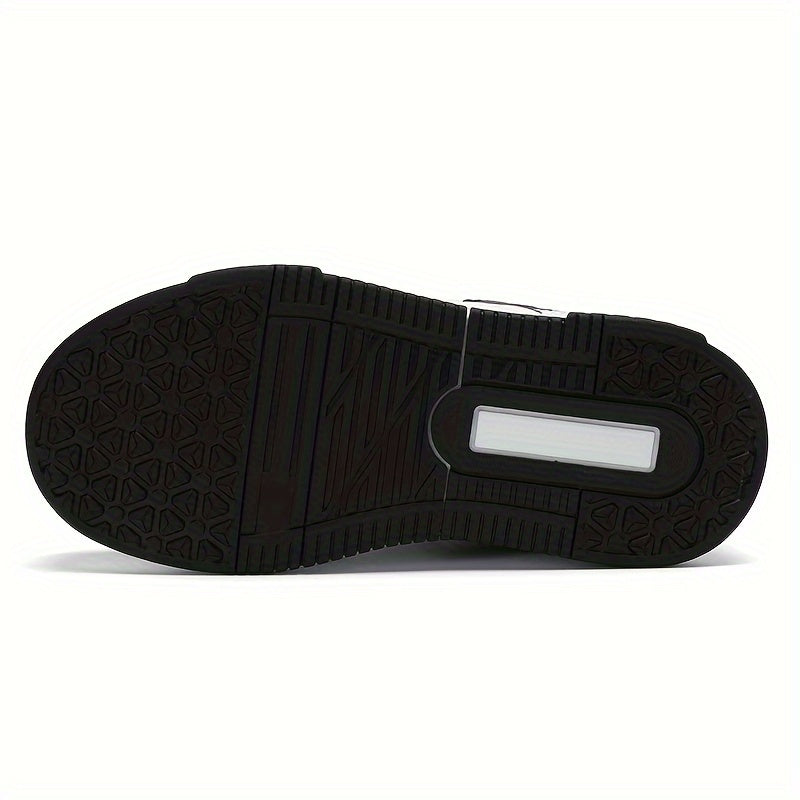 Boys Reflective Colour-Block Skate Shoes - Lightweight Low-Top Casual Sneakers with Hook-and-Loop Closure, Non-Slip TPR Sole