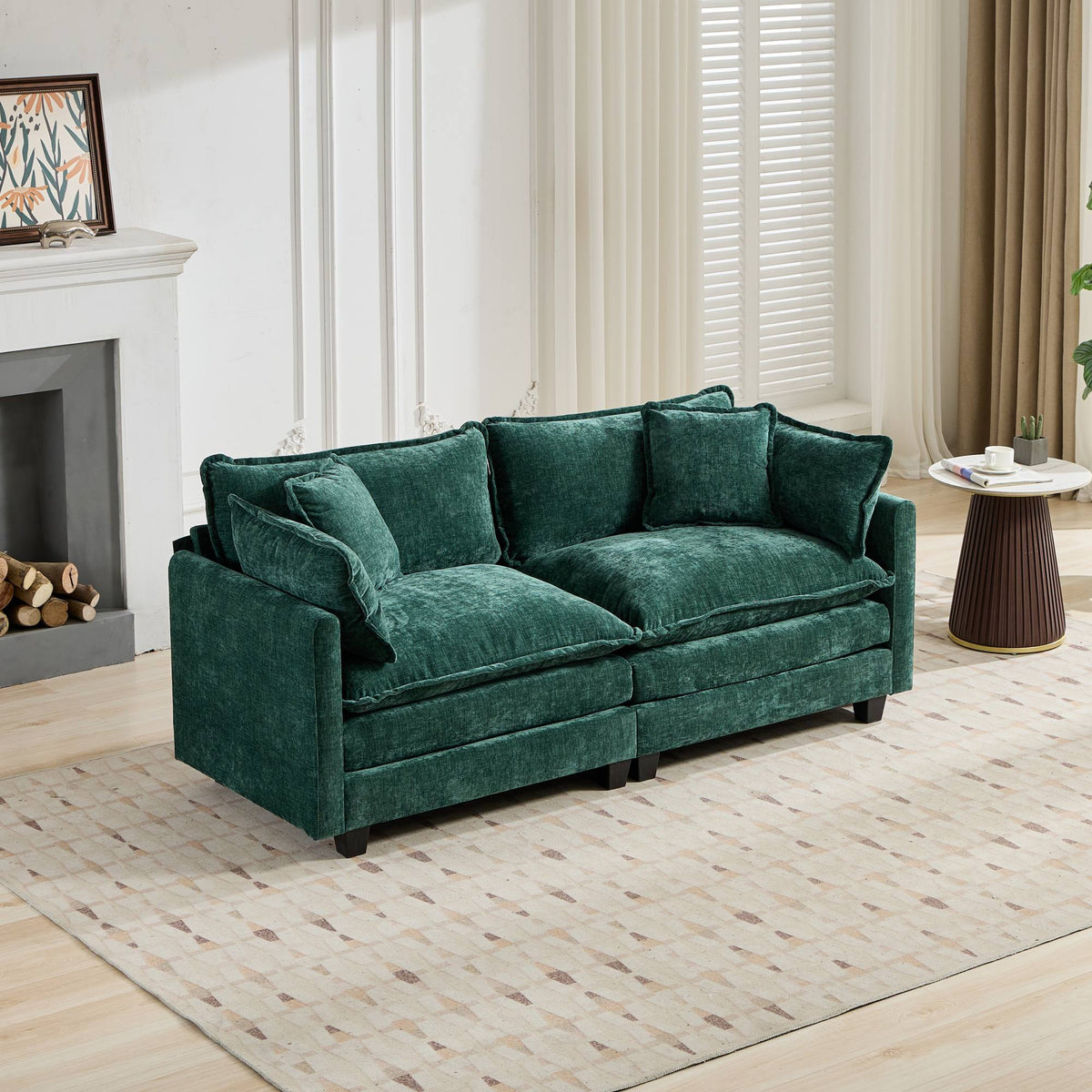 Cloud Sofa LoveSeat (Ottoman is not included), Modern Sectional Couch, Comfy Double Layer Upholstered Seat Cushion