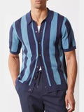 Men's Plus Size Striped Button-Down Short Sleeve Shirt