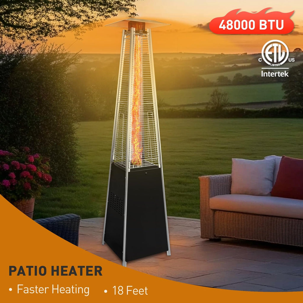 48,000 BTU Pyramid Patio Heater with Quartz Glass Tube