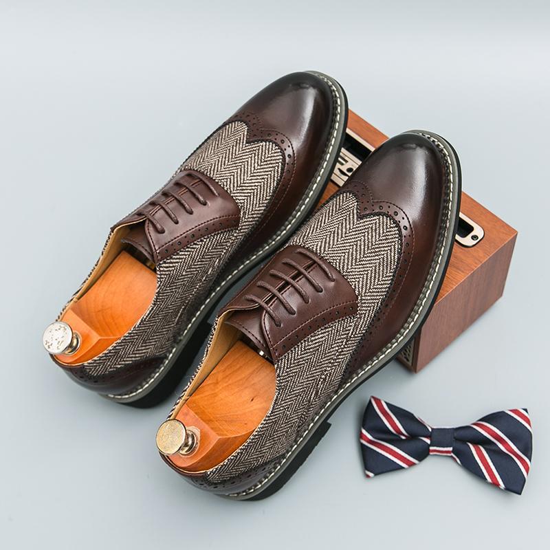 Fashion Brogue Men's Korean-style Casual Formal Wear Leather Shoes