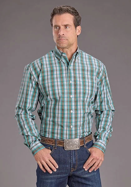 Stetson 2397 Vintage Plaid (Green) - Men's Western Shirt