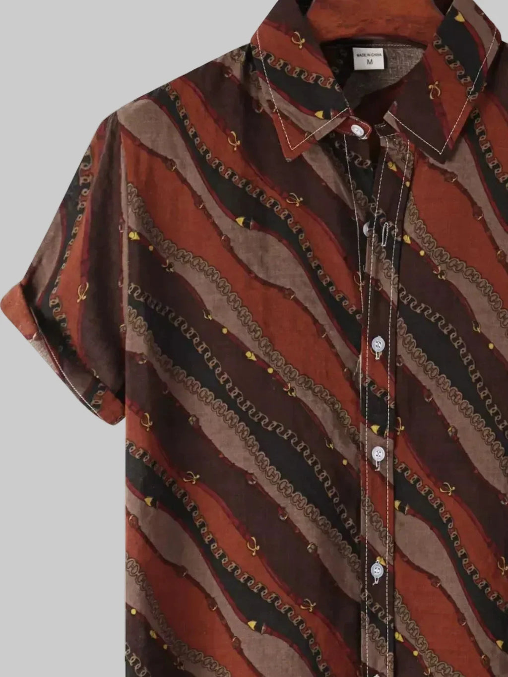 Men's Plus Size Striped Short Sleeve Button-Down Shirt