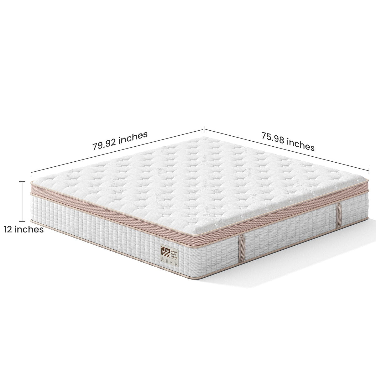 King Size Firm Hybrid Mattress with Gel Memory Foam & Pocket Springs - White