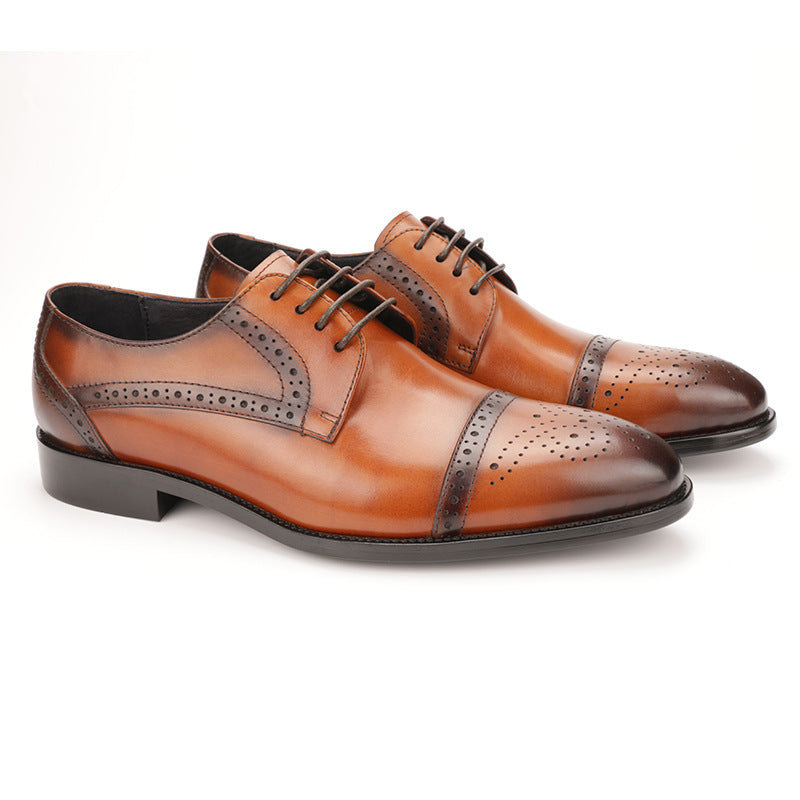 Men's Brogue Carved Business Oxford Leather Dress Shoes