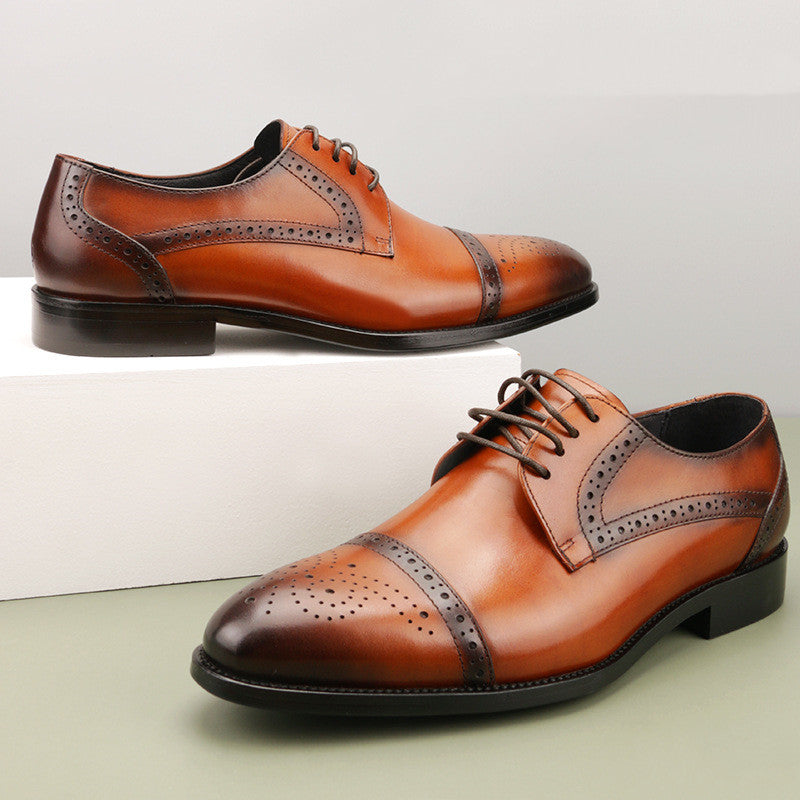 Men's Brogue Carved Business Oxford Leather Dress Shoes