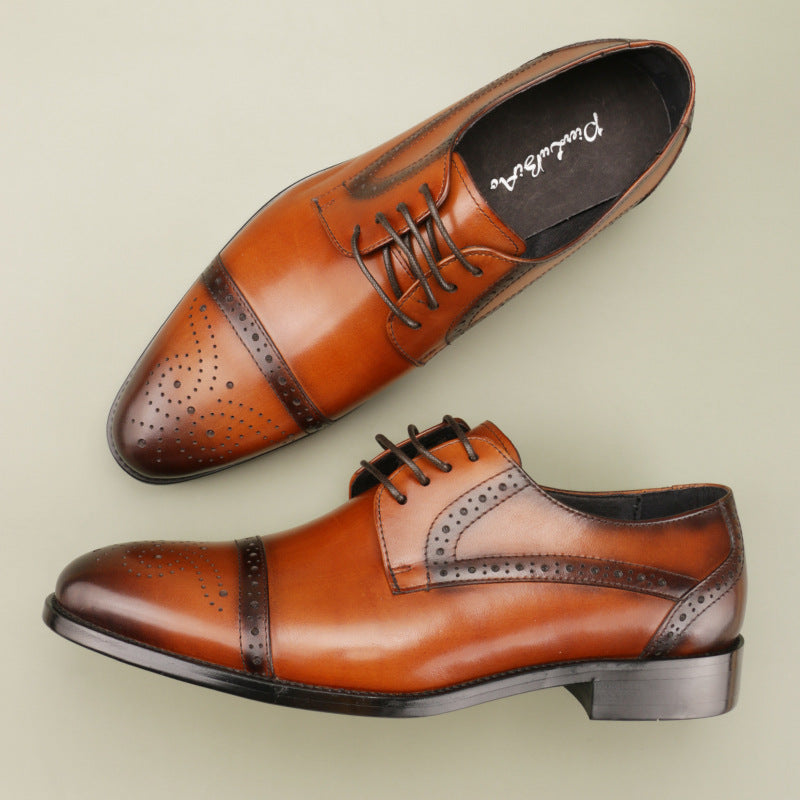 Men's Brogue Carved Business Oxford Leather Dress Shoes