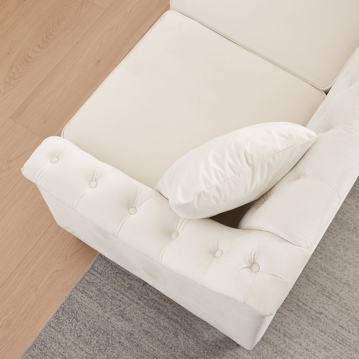 82' Velvet Chesterfield Sofa for Living Room and Apartment, Button Tufting on Backrest and Armrests, Arm Nailhead Trim,Modern Upholstered Couch with Premium Solid Wood Legs, Sofa for Bedroom