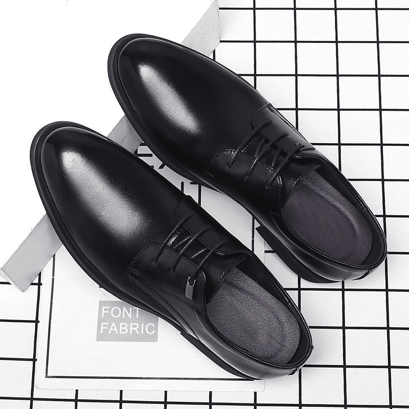Business Formal Wear Breathable Hollow Men's Cowhide Height Increasing Shoes