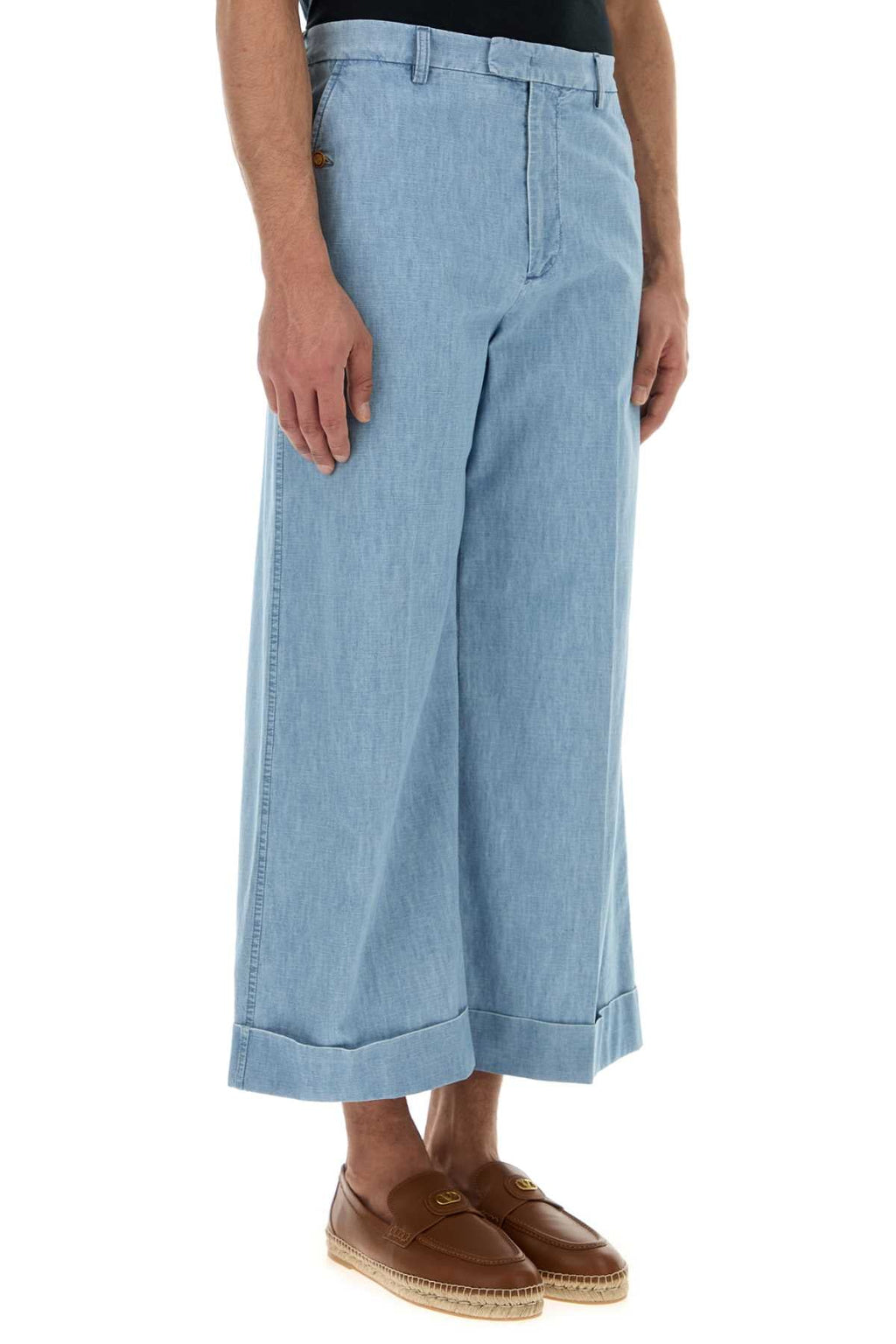 Valentino Garavani Men Light Blue Denim Wide-Leg Jeans