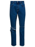 Givenchy Men Blue Jeans With Zip And Rips Details In Cotton Denim Man
