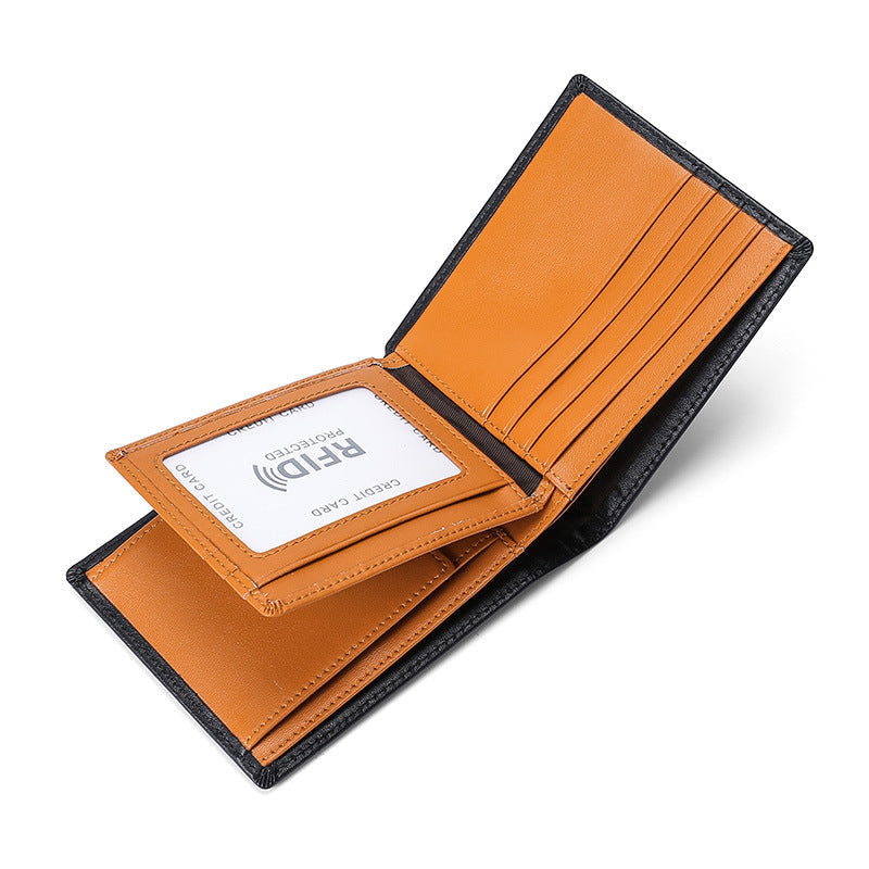 Men's First Layer Cowhide Leather Off Short Men's Wallets