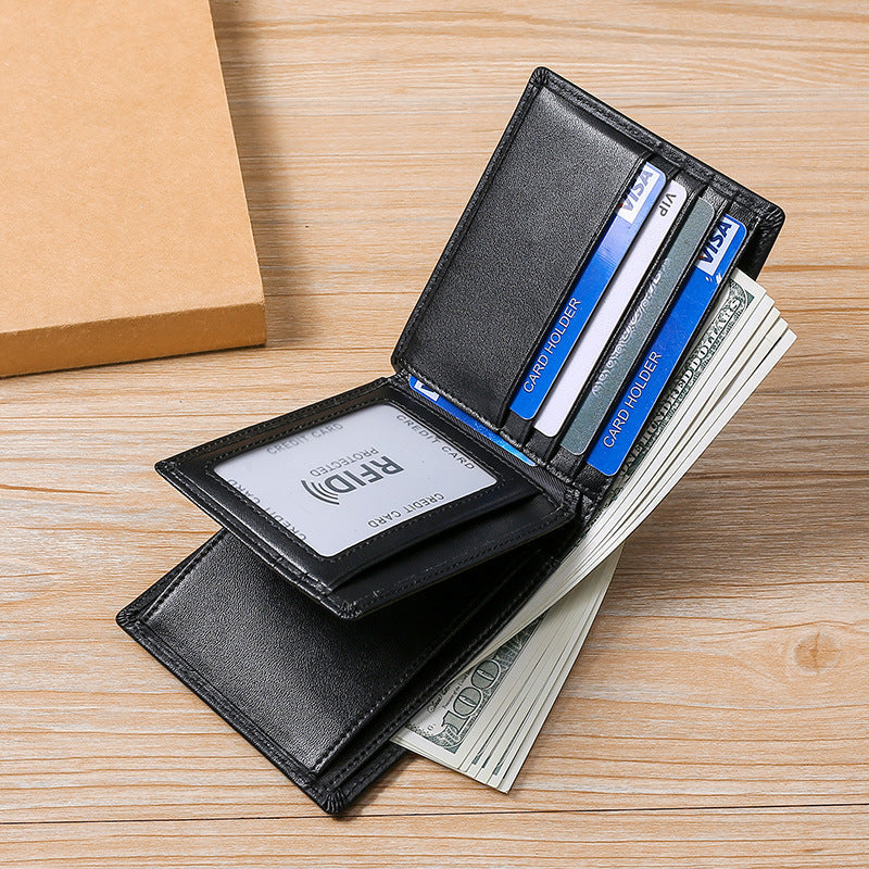 Men's First Layer Cowhide Leather Off Short Men's Wallets