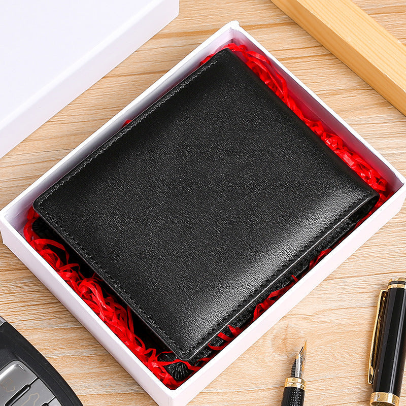 Men's First Layer Cowhide Leather Off Short Men's Wallets
