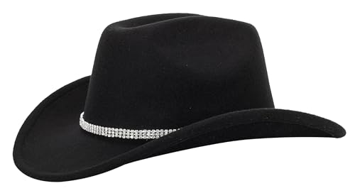 Women's Western Rhinestone Cowboy Hat - Bling Diamond Band Rodeo Fedora