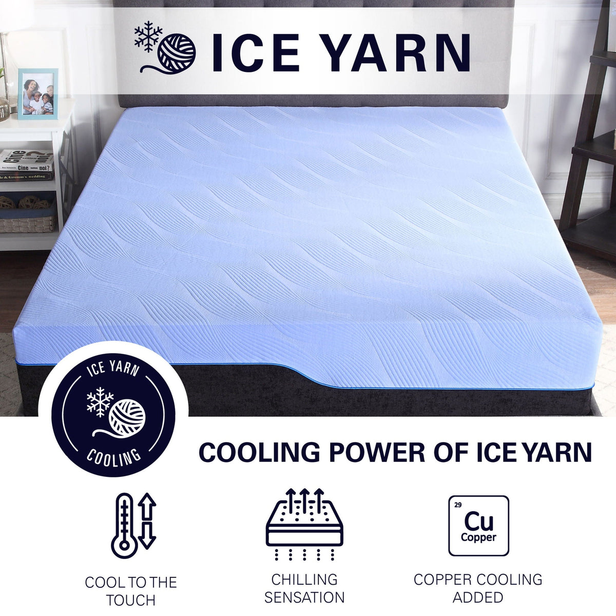 12" Hybrid Memory Foam Mattress with Cooling Gel and Coil Support - Light Blue