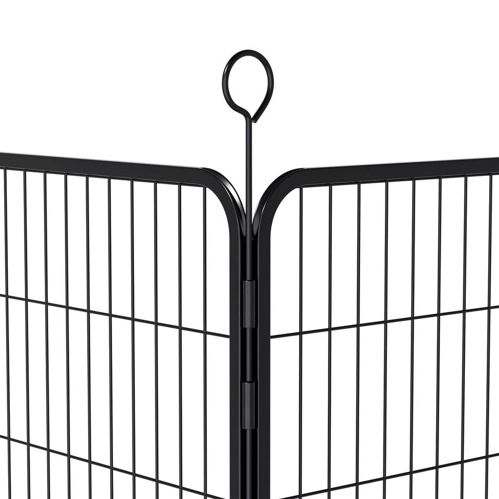 Dog Playpen, 16 Panels Pet Exercise Pen with Anti-Skid Base - Black