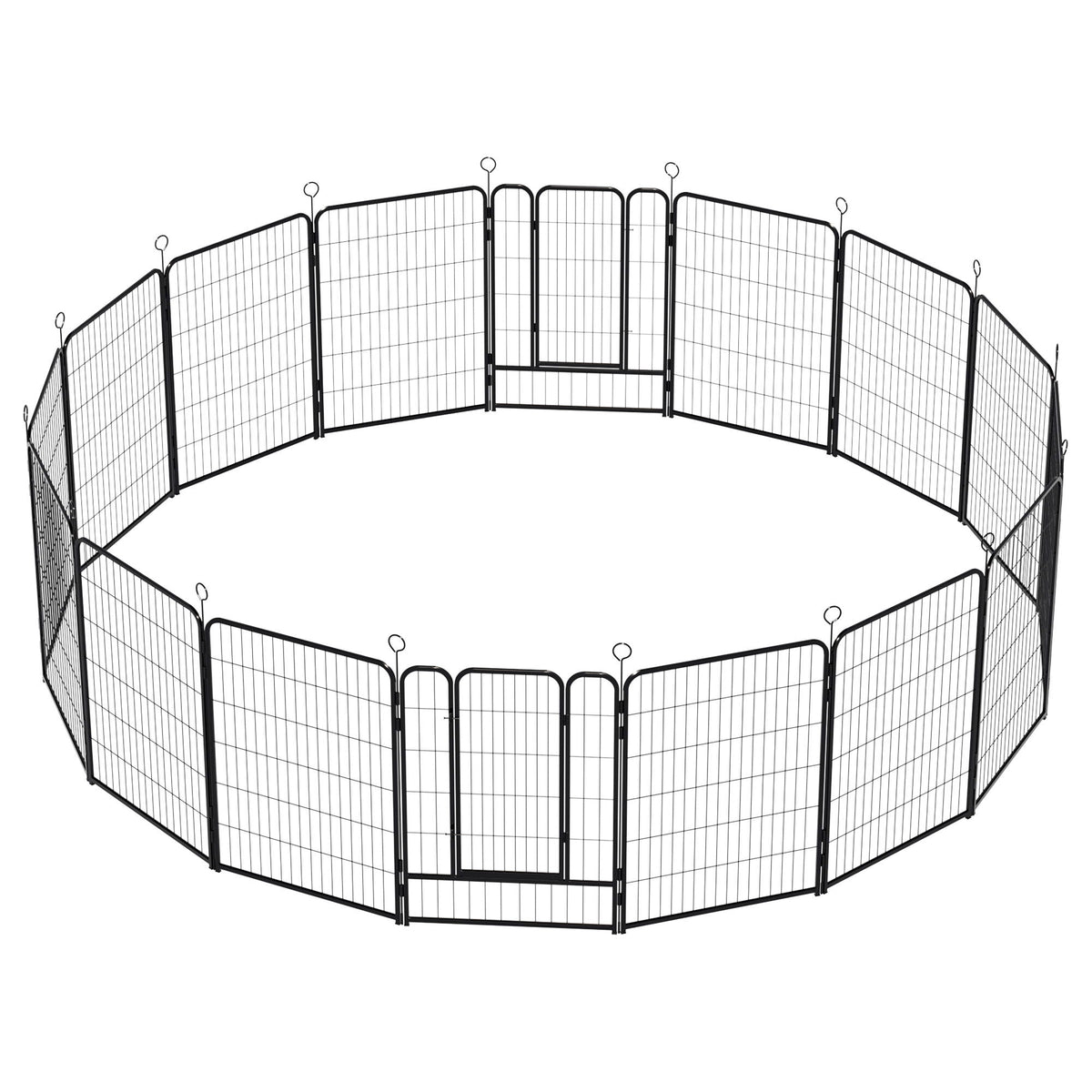 Dog Playpen, 16 Panels Pet Exercise Pen with Anti-Skid Base - Black