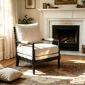 Rubber Wood Accent Chair, Upholstered Fabric Leisure Chair with High-Resilience Sponge, Modern Living Room Chair for Bedroom, Office, Reading Nook, Sturdy Solid Wood Frame, Comfortable & Easy to Clean