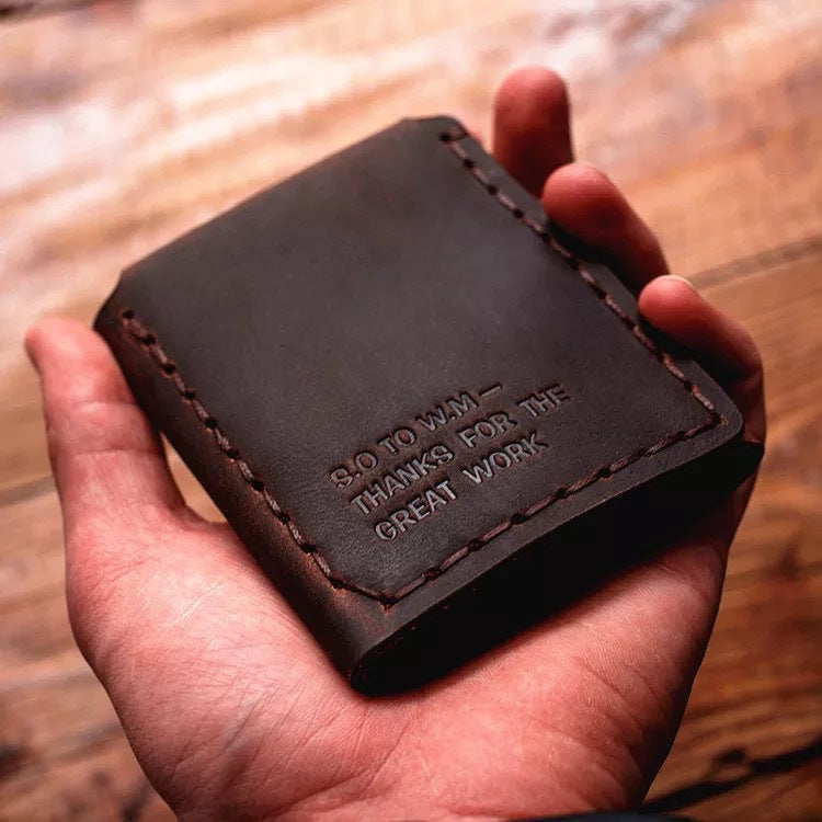 Men's Crazy Horse Leather Handmade Trifold Personality Retro Men's Wallets