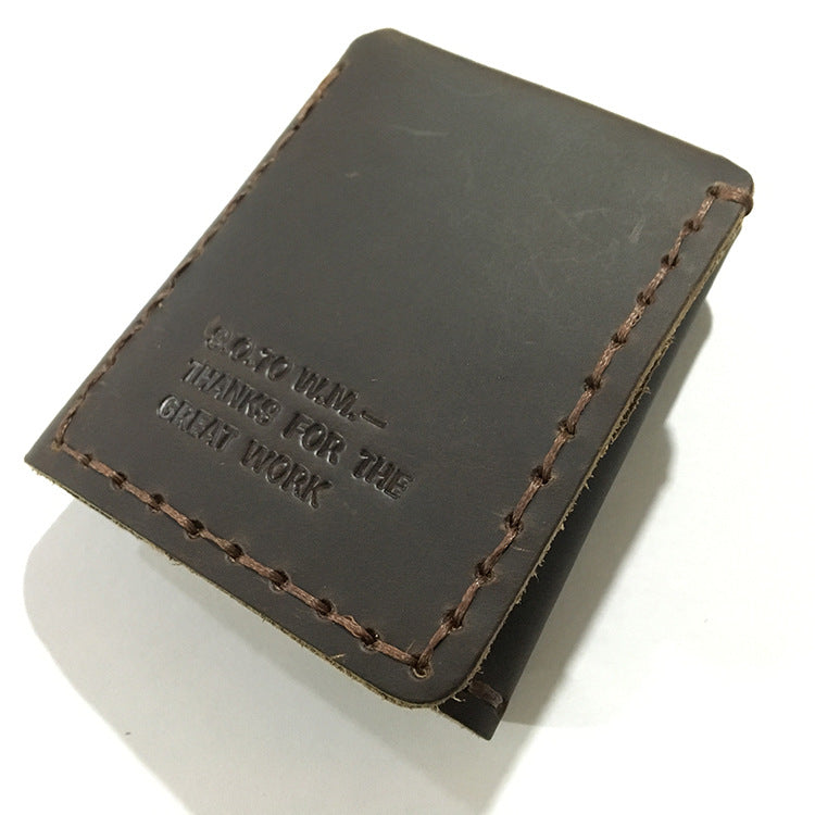 Men's Crazy Horse Leather Handmade Trifold Personality Retro Men's Wallets