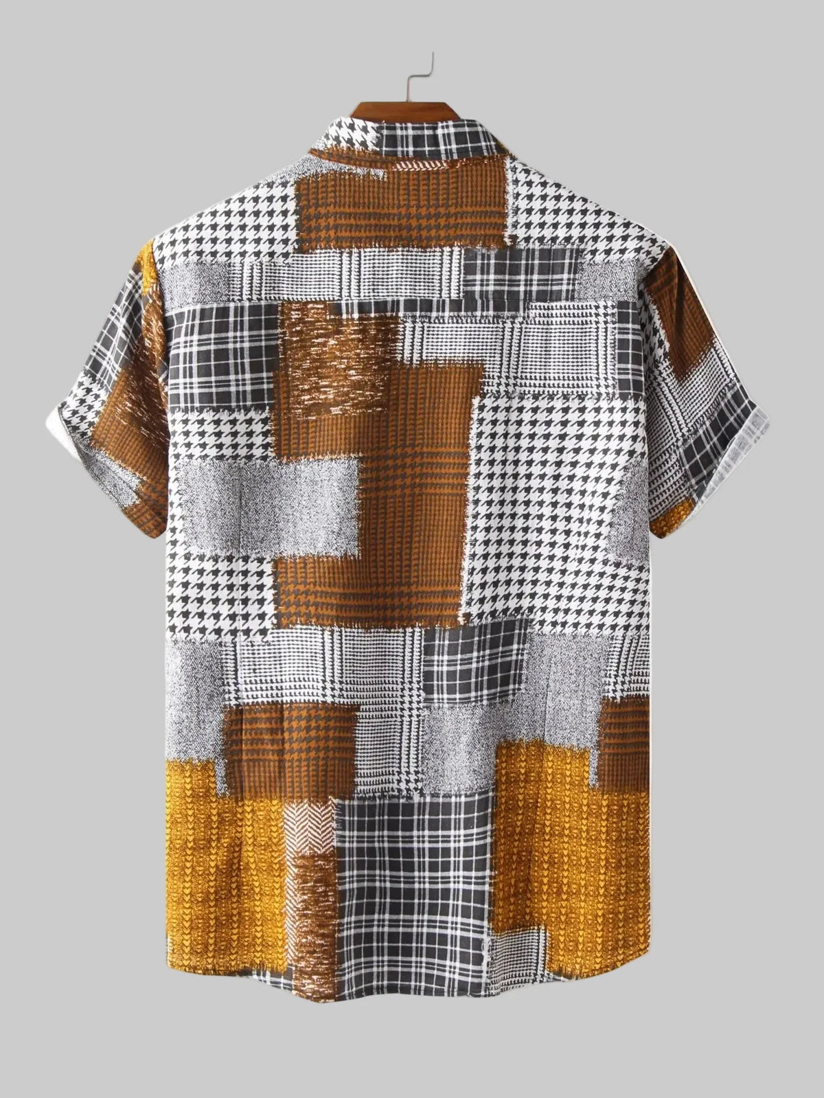 Men's Plus Size Plaid Short Sleeve Button-Up Shirt