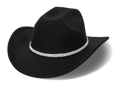 Women's Western Rhinestone Cowboy Hat - Bling Diamond Band Rodeo Fedora