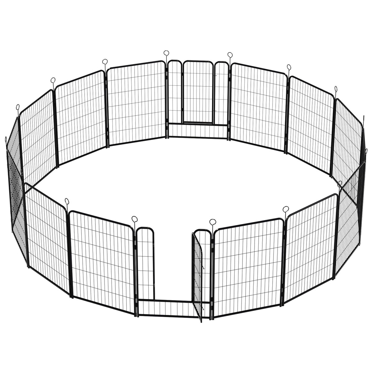 Dog Playpen, 16 Panels Pet Exercise Pen with Anti-Skid Base - Black