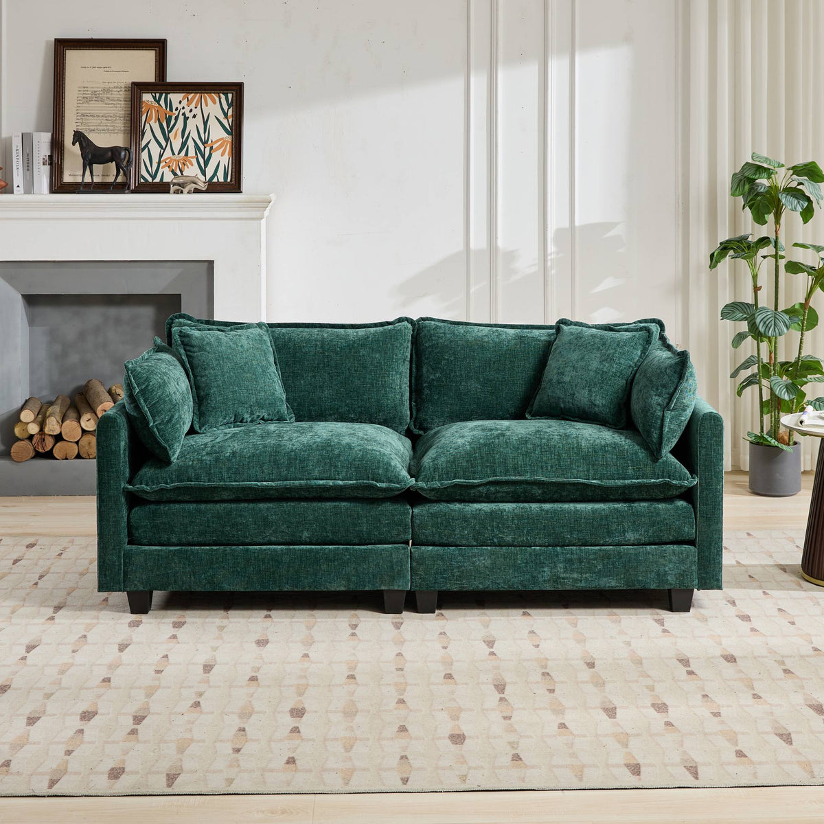 Cloud Sofa LoveSeat (Ottoman is not included), Modern Sectional Couch, Comfy Double Layer Upholstered Seat Cushion