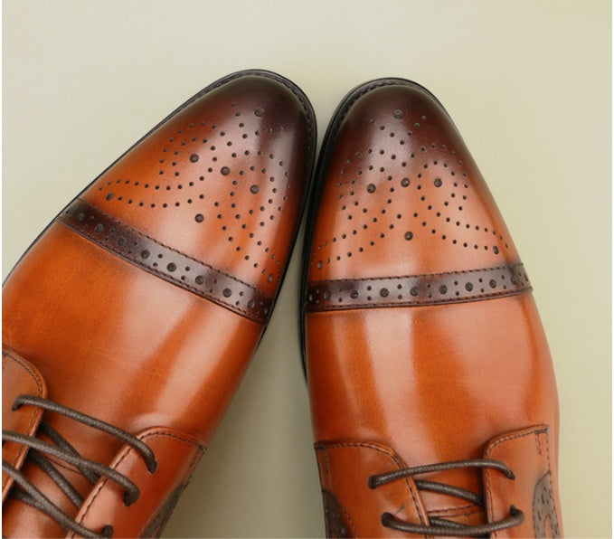Men's Brogue Carved Business Oxford Leather Dress Shoes