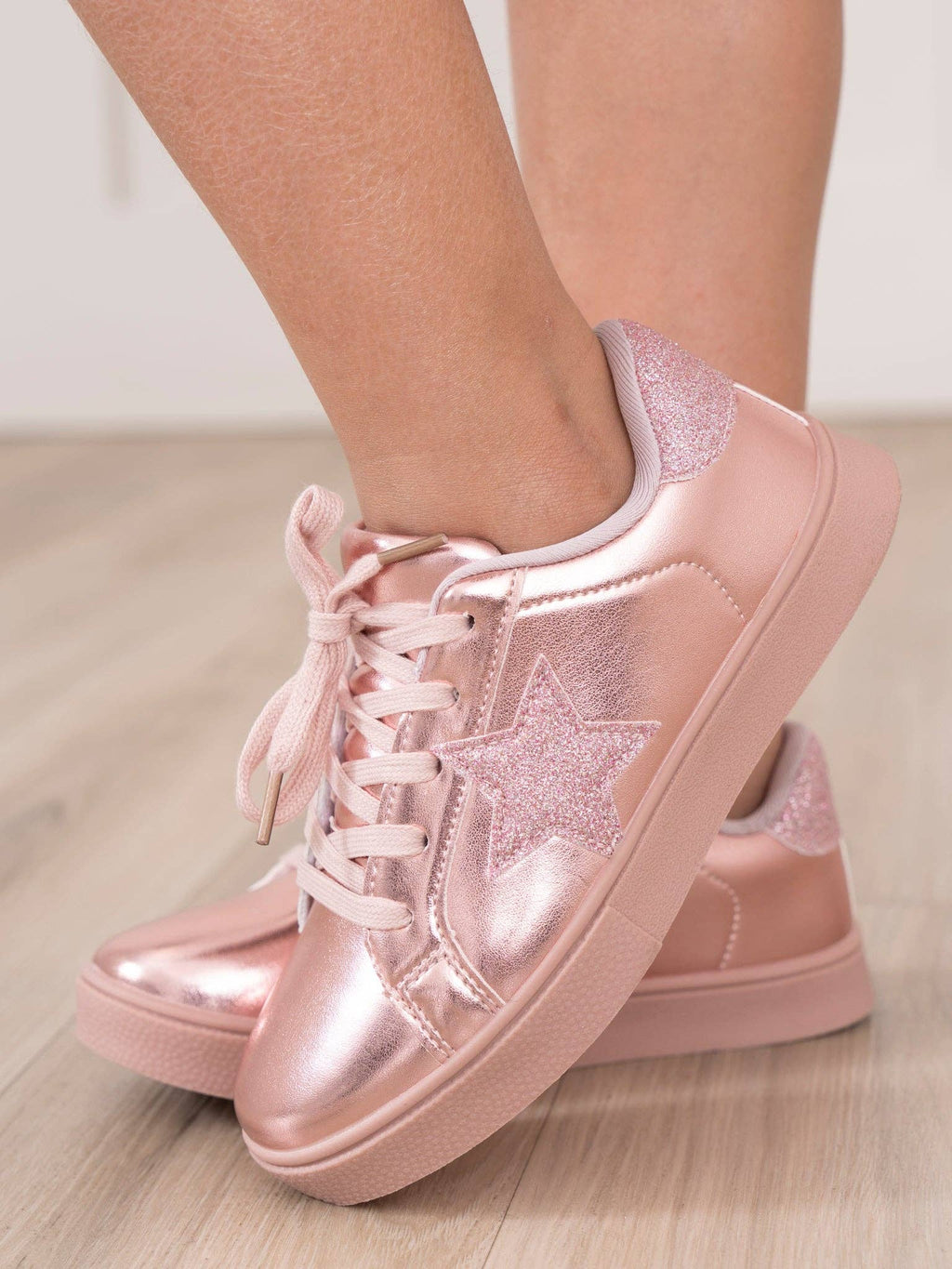 Girls' Sparkle Star Sneaker - Metallic Pink
