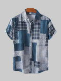 Men's Plus Size Plaid Short Sleeve Button-Up Shirt
