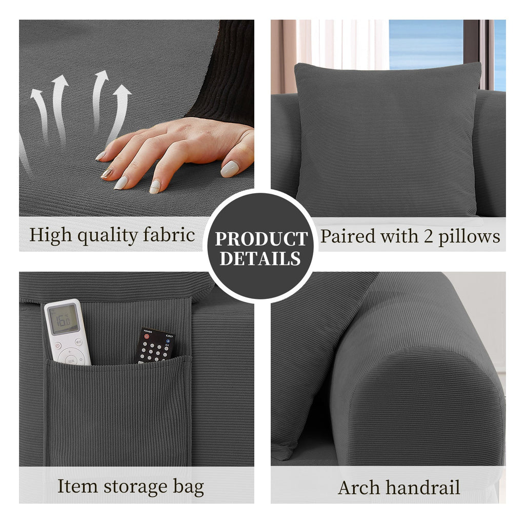 Spring Sofa with High-Quality Fabric and Storage - Gray