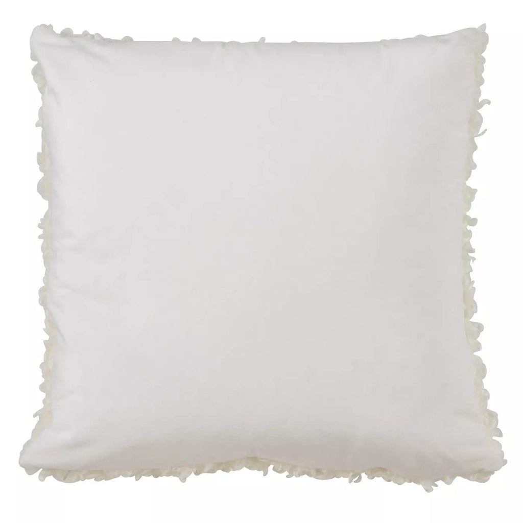 Fennco Styles Cozy Faux Lamb Fur Decorative Throw Pillow 18" W x 18" L – Ivory Cushion for Couch, Bedroom, Living Room and Office Décor