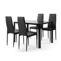 5 Piece Dining Table Set for 4 with Tempered Glass Table – Black