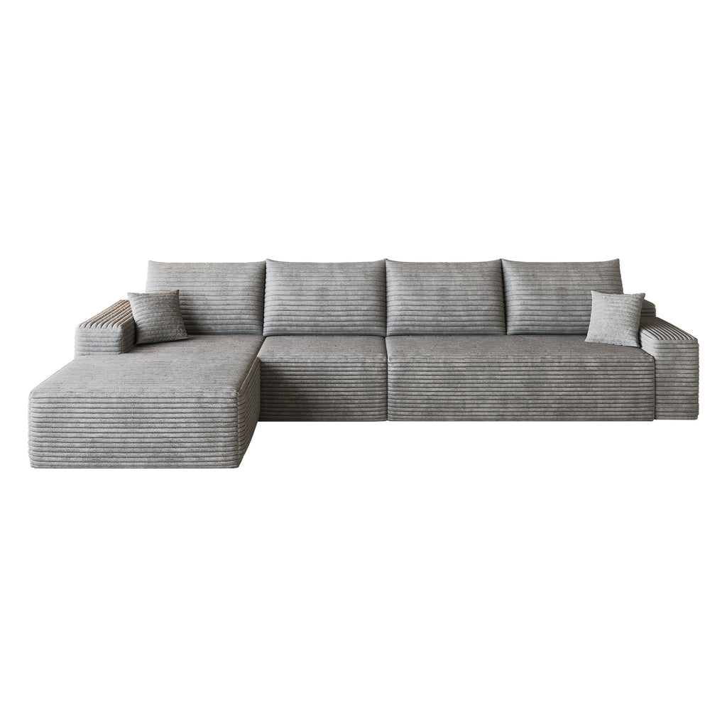135" Cloud Sectional Couch with L-Shape Chaise in Plush Corduroy