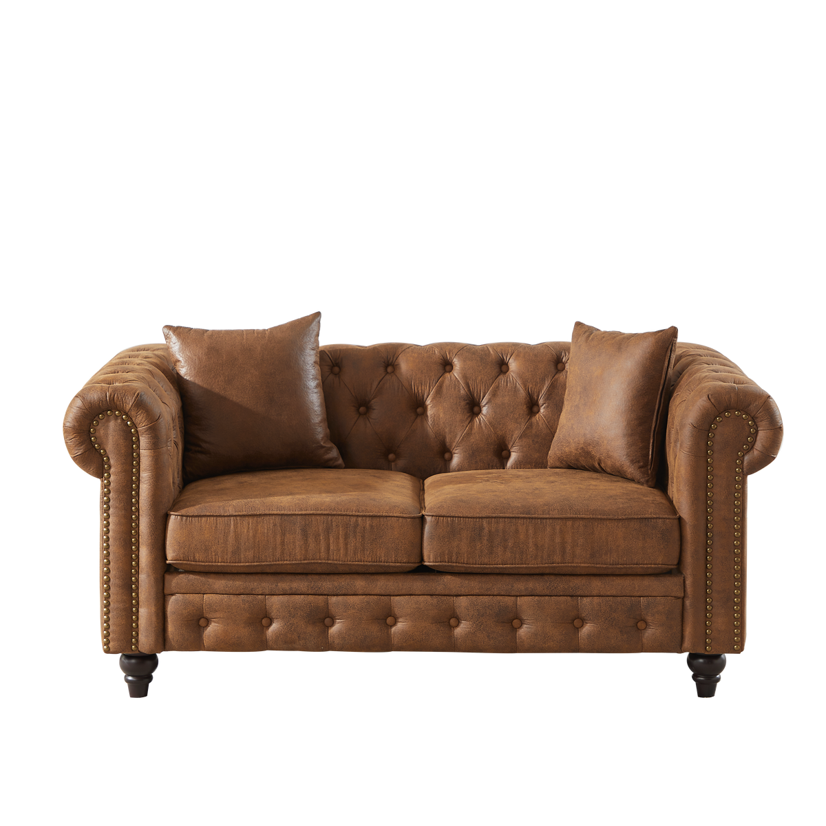 Contemporary Design Chesterfield Sofa with Tech Fabric Upholstery - Neutral