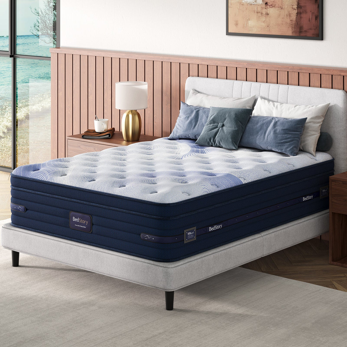 King Firm Hybrid Mattress with Cooling Gel - Blue