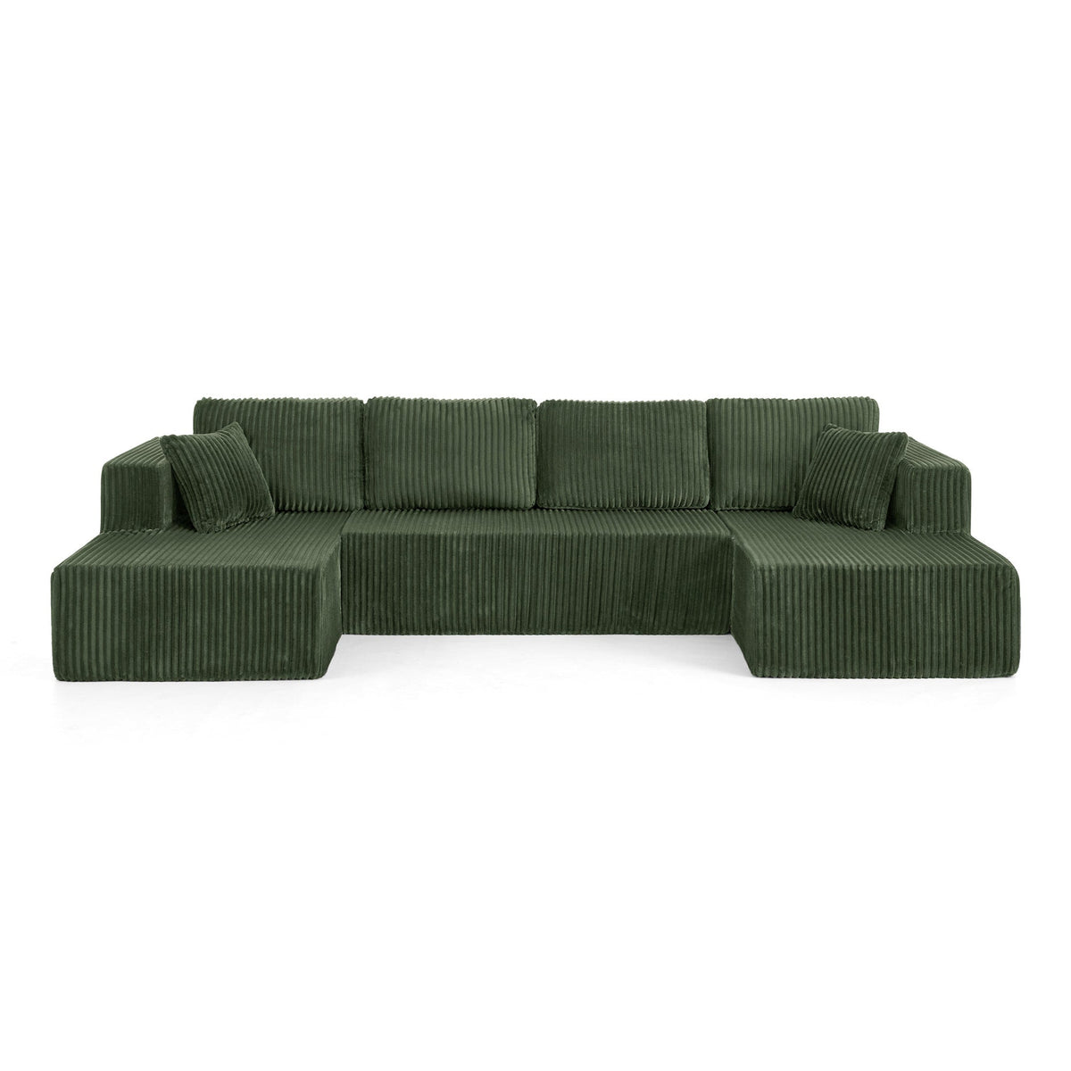 U shape Modular Sectional Sofa, Compressed Sectional Sofa Modern Minimalist Style Corduroy Couch, Sleeper Sofa – Green