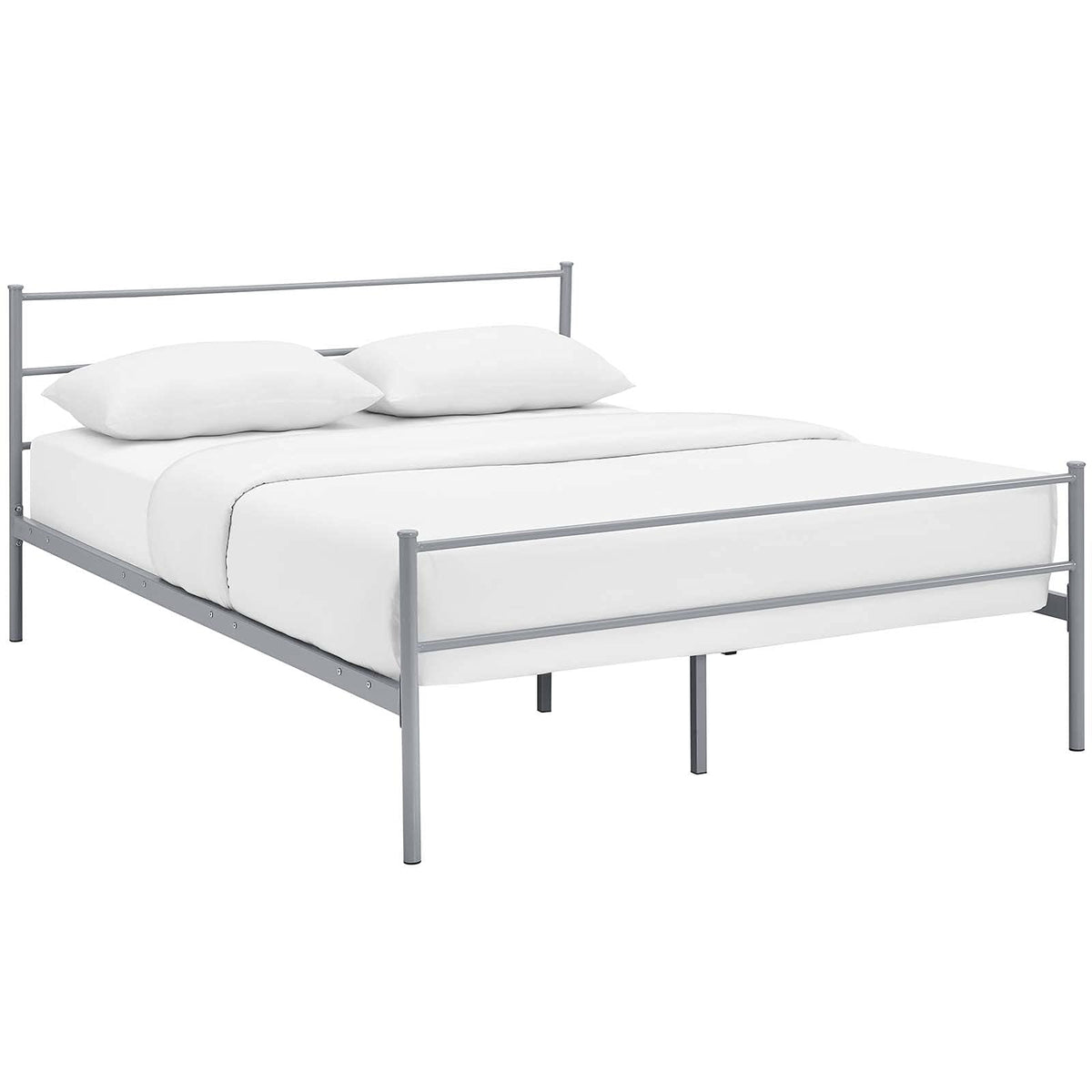 CasaFoyer Alina Platform Queen Bed | Rustic Charm meets Modern Decor | Holds 1323 lbs | No Box Spring Needed | Fits Memory Foam, Spring, Latex, Hybrid Mattresses | Gray