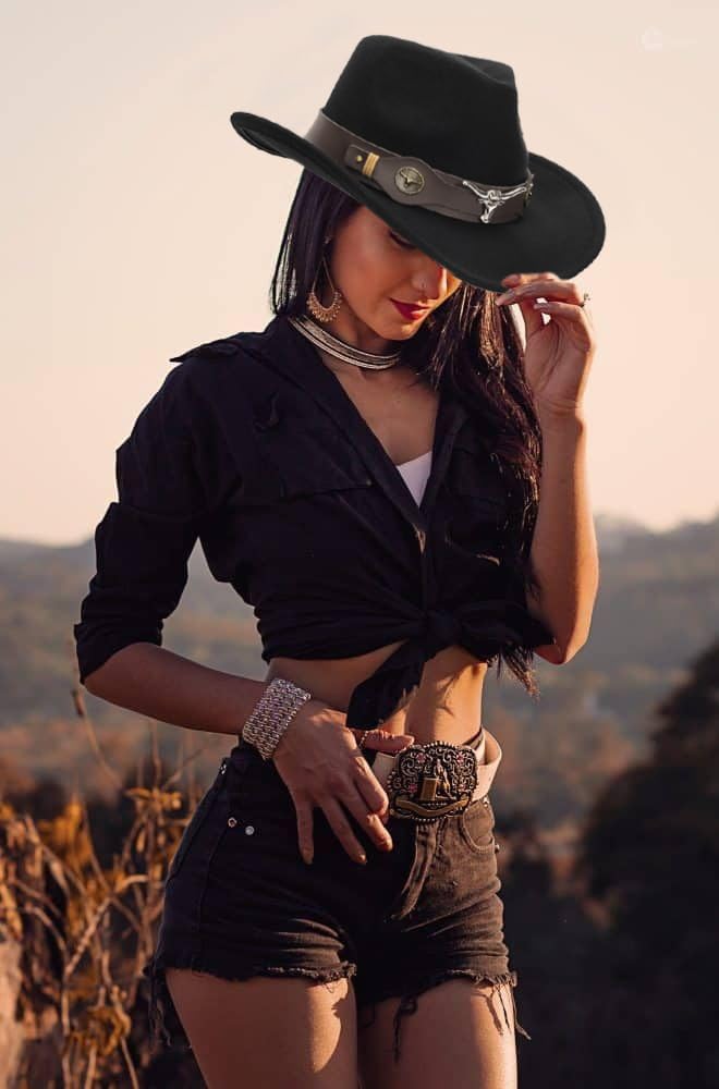 Women's Western Rhinestone Cowboy Hat - Bling Diamond Band Rodeo Fedora
