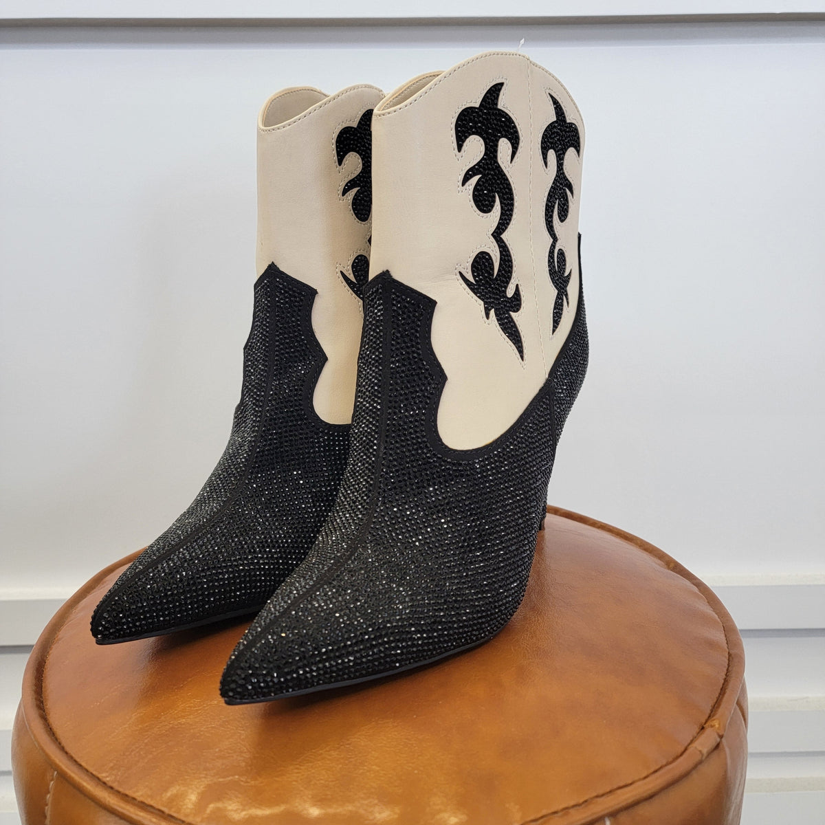 INC Shoe Size 9 Black & Cream  Western Bling Bootie NWT