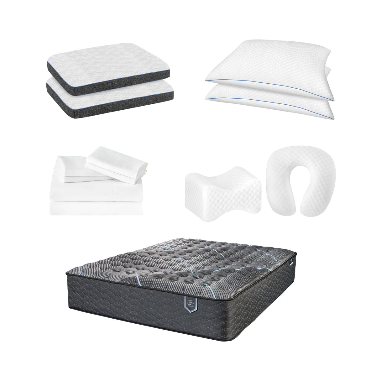 Hybrid Restful Nights Plush Mattress with 12 Piece Comfort Bedding Pack - Dark Gray
